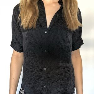 Masscob Hammered 100% Silk Button Down Blouse
